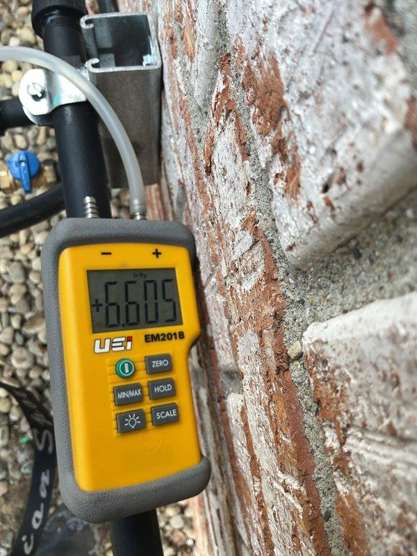 Successfully installed a 14kW generator system, including all mechanical, electrical, and gas piping components. Completed pressure testing of the gas line (reading +6.605 on UEi EM201B meter) and installed transfer switch. All connections were properly secured with appropriate brackets and fittings, with system verified operational per manufacturer specifications.