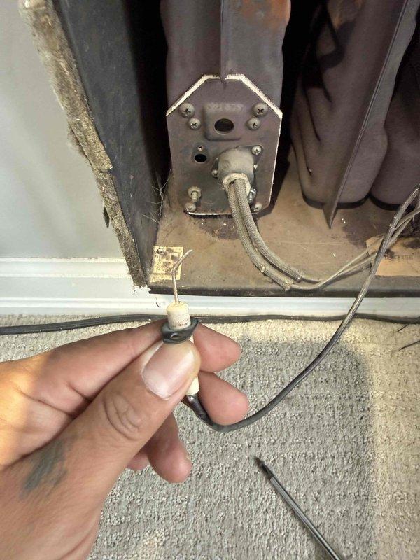 Diagnosed 20+ year old furnace with ignition failure. Discovered heavily corroded heat exchanger fins and faulty ignition sensor. Replaced ignition sensor and tested system operation, but recommended full furnace replacement due to age and extensive heat exchanger deterioration posing safety concerns.