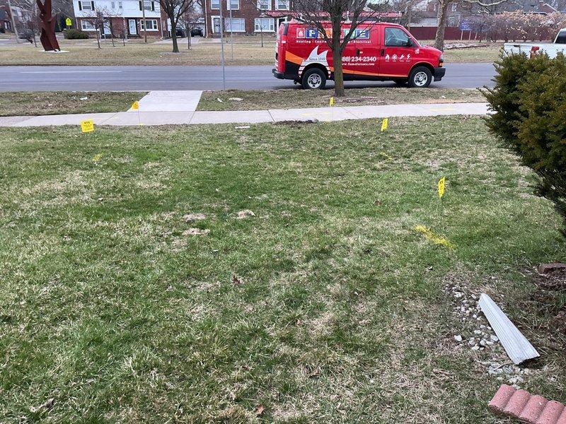 Responded to callback regarding AC condensate drain issue. Customer reported worsening bubbling at the bottom of the AC unit since recent furnace and AC installation. Inspected exterior plumbing components including pressure regulator valve and shutoff valves. Confirmed proper drainage system function and documented site conditions with photographs.