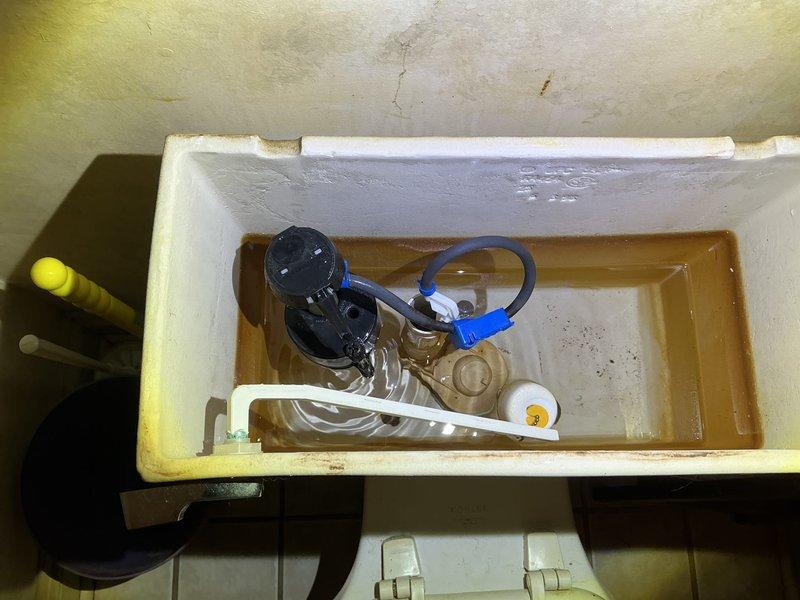 Responded to service call for two malfunctioning toilets and a dripping bathtub. Inspected toilet tanks revealing significant mineral buildup, corroded flush mechanisms, and improperly functioning fill valves causing continuous running. Examined bathroom faucet which showed severe corrosion and mineral deposits on the diverter valve with deteriorated handle components. Performed necessary repairs to restore proper functionality to all fixtures.