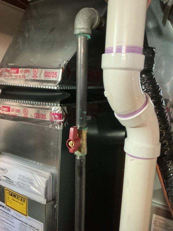Responded to a callback for gas odor from a newly installed furnace. Upon inspection, found and corrected improper gas line connection at the shutoff valve. Verified proper operation of the furnace, water heater, and associated venting system. All systems now functioning normally with no gas leaks detected.