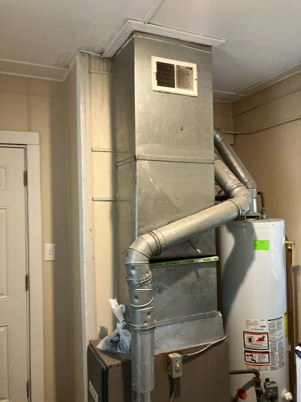 Completed comprehensive estimate for furnace replacement on a 6-year-old unit found to be in very poor condition with improper installation, including inadequate mounting without combustible floor protection and incorrectly configured ductwork and flue connections. Provided four estimate options ranging from basic furnace replacement with proper combustible floor kit installation to full HVAC system replacement including air conditioning, with intermediate options for adding cased evaporator coil for future AC compatibility or correcting existing installation deficiencies on current equipment.