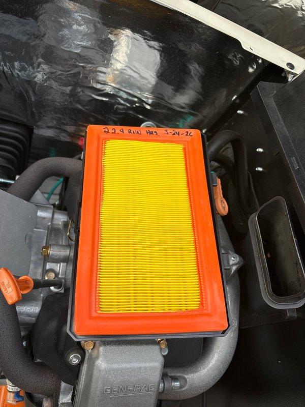 Completed routine electrical maintenance on a Generac 24KW standby generator, confirming all systems operating properly. Performed comprehensive inspection of engine compartment components including air filter assembly, intake manifold, fuel lines, electrical connections, and associated hardware. Customer renewed annual maintenance membership during this service visit.