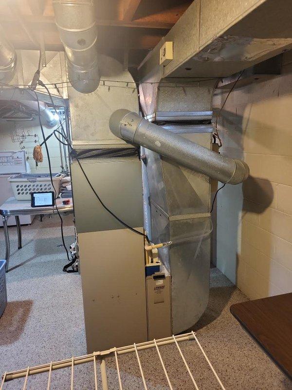 Responded to no-heat call on basement furnace unit over 20 years old. Performed diagnostic evaluation and identified failed heat exchanger and limit switch causing unit failure. Determined replacement parts are obsolete and no longer available for this aged equipment. Provided replacement estimate for new furnace system due to critical component failure and parts obsolescence.