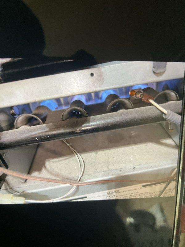 Completed comprehensive city certification inspection on 5-year-old HVAC system located in utility room. Performed thorough tune-up including inspection of gas furnace with operational burner verification, thermostat calibration check, humidifier assessment, and Bradford White water heater examination. All components found operating within normal parameters with burners igniting properly and exhibiting proper blue flame combustion, exhaust venting secure, and water connections intact.