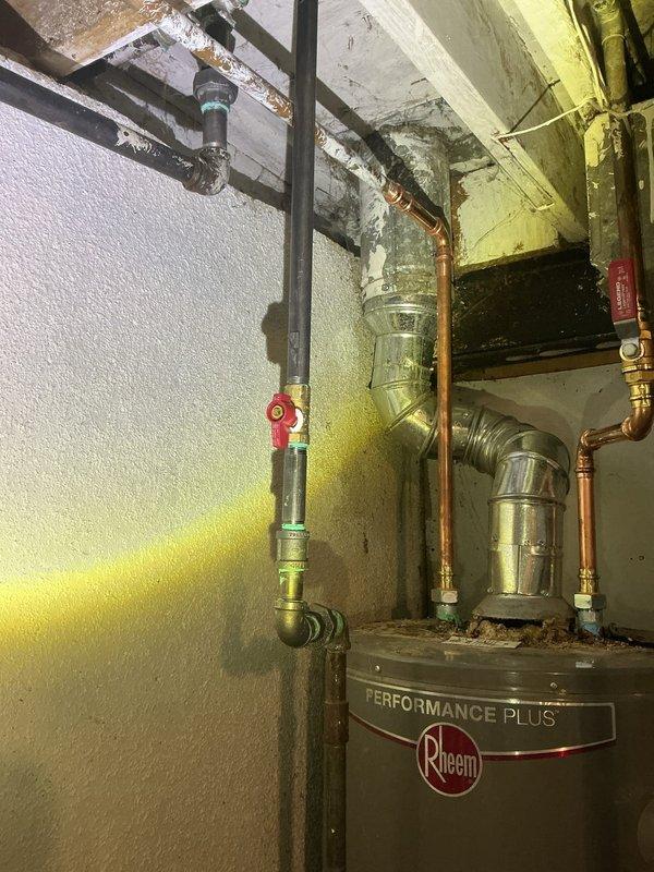 Responded to gas leak repair call and conducted thorough inspection of plumbing system. Located and repaired gas leak on black iron pipe connections near water heater installation. Applied pipe dope and properly tightened all gas line fittings to manufacturer specifications. Pressure tested entire gas system to confirm leak elimination and verify safe operating conditions. All connections passed leak detection testing with soap solution. System restored to safe operation with no detectable gas leaks remaining.
