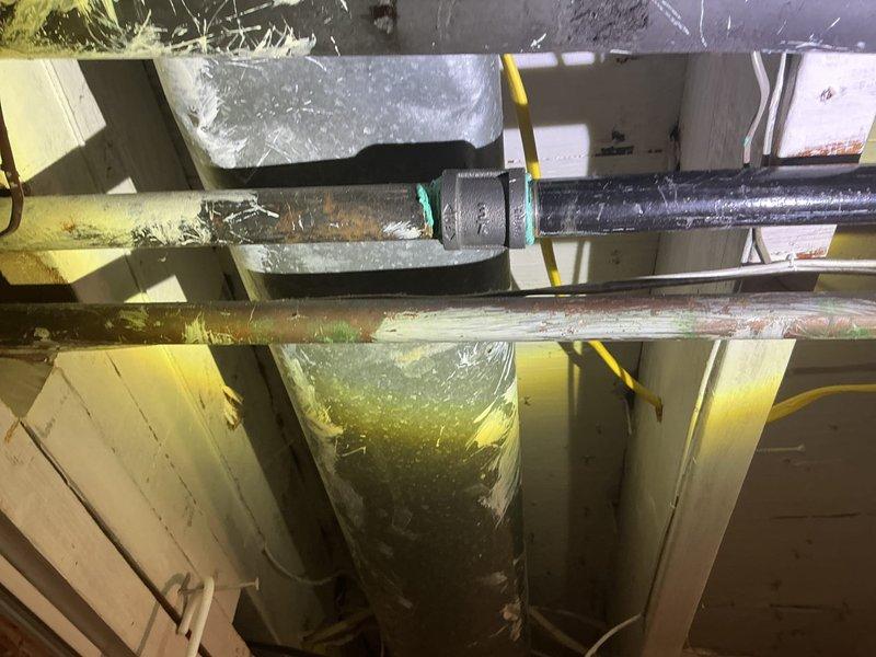 Responded to gas leak repair call and conducted thorough inspection of plumbing system. Located and repaired gas leak on black iron pipe connections near water heater installation. Applied pipe dope and properly tightened all gas line fittings to manufacturer specifications. Pressure tested entire gas system to confirm leak elimination and verify safe operating conditions. All connections passed leak detection testing with soap solution. System restored to safe operation with no detectable gas leaks remaining.