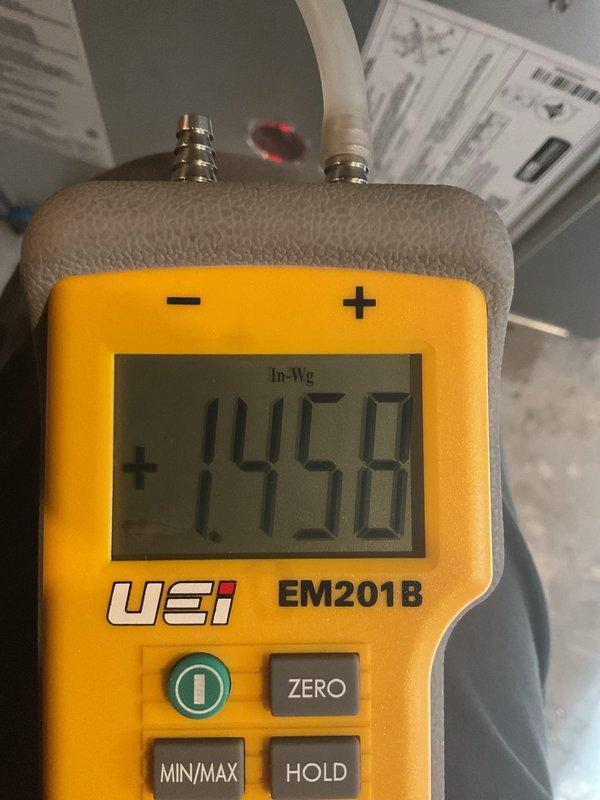 Successfully completed installation of 70,000 BTU furnace system with new programmable Honeywell thermostat and 40-gallon hot water heater. Installation included sump pump reconnection, gas line connections, and all necessary electrical work. Verified proper system operation with pressure readings at +1458 In-Wg, confirmed thermostat functionality displaying 56°F with heat cycle engaged, and submitted permit applications for mechanical and electrical work to ensure code compliance.