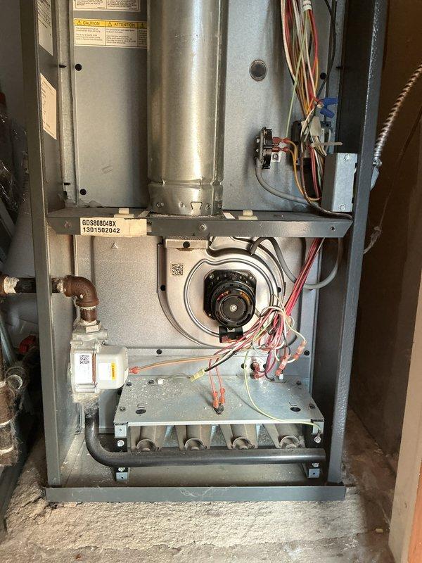 Completed comprehensive tune-up service on gas furnace model GDS80804BX located in basement. Performed full system inspection including blower motor assembly, burner components, gas valve operation, electrical connections, and ductwork. All components found operating within normal parameters with no immediate repairs required at this time.