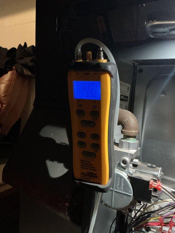 Responded to callback for furnace blowing cold air in basement installation. Upon arrival, performed diagnostic testing using digital multimeter to check electrical components and combustion analyzer to verify system operation. Testing revealed system malfunction causing loss of heat. Completed necessary repairs to restore proper heating function and verified unit operating within manufacturer specifications with correct amperage and voltage readings.