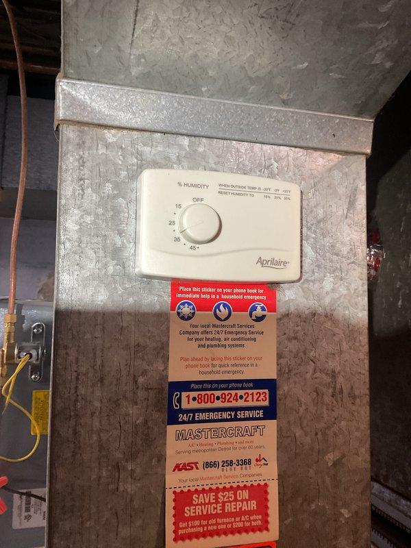 Completed comprehensive inspection of 18-year-old Amana Distinctions furnace per customer request to assess overall condition and remaining service life. Performed thorough visual examination of unit exterior, internal components, heat exchanger, burner assembly, and all safety controls. Evaluated ductwork connections, humidifier operation, and venting system integrity. All major components showed normal wear consistent with age, with no immediate safety concerns or critical failures identified. Furnace currently operational but nearing end of typical service life expectancy for this model.