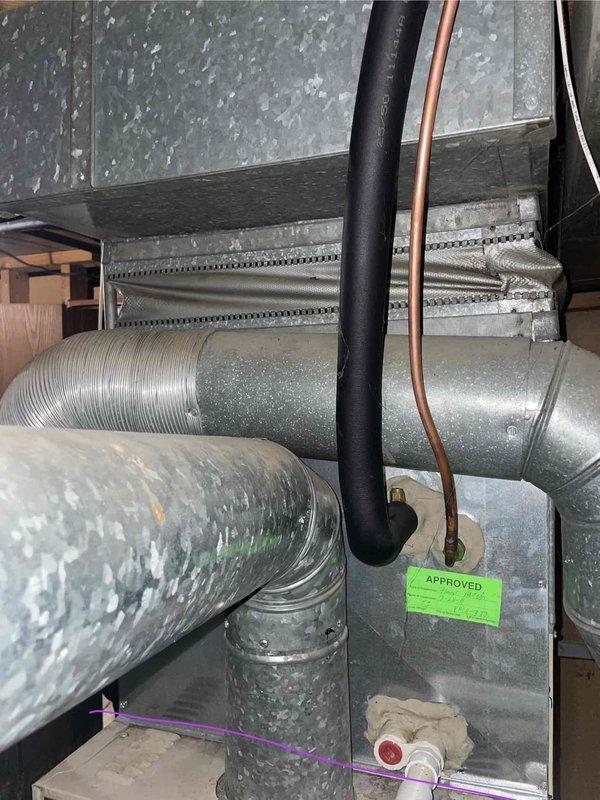 Conducted comprehensive full system estimate for non-operational furnace. Performed thorough inspection of existing HVAC infrastructure including ductwork, refrigerant lines, and mechanical components in attic and basement areas, noting visible condensation on metallic ductwork and aged pipe insulation. Documented current system conditions with photographic evidence and provided customer with replacement options for complete HVAC system installation.