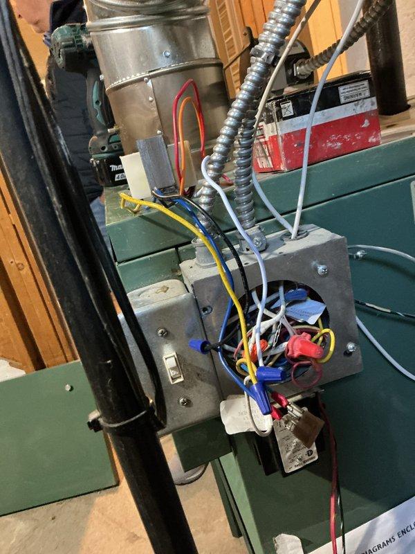 Responded to no-power condition on 10-year-old boiler with no indicator lights. Diagnosed failed transformer and identified potential short circuit in wiring leading to low water cutoff (LWCO). Ordered replacement transformer through Robertson Heating Supply Roseville under PO:1305167-002 for installation upon arrival. Documented electrical connections and LWCO wiring configuration for further diagnostic work. Unit requires transformer replacement and additional troubleshooting of LWCO circuit to restore operation.