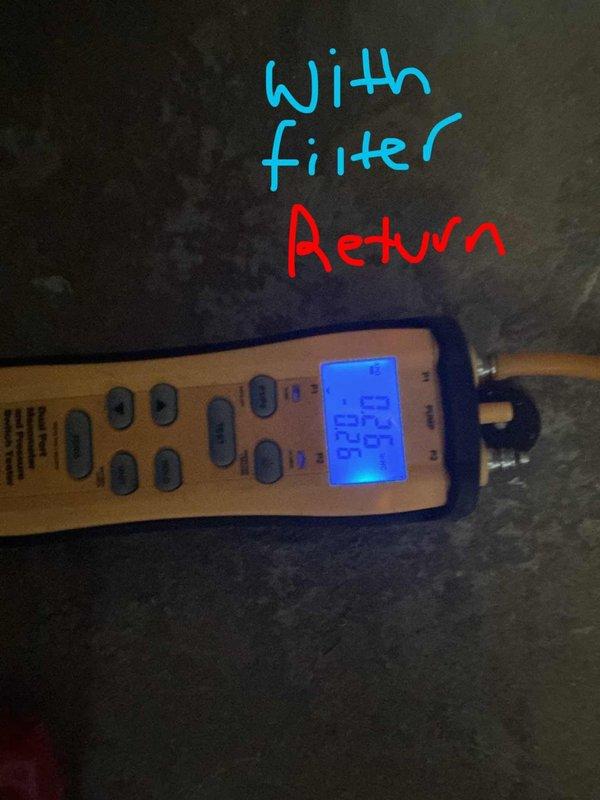 Responded to service call for recently installed furnace displaying error code 328 (high limit switch/pressure switch open). Performed diagnostic testing using electrical meter to verify system operation and measured supply/return air temperatures with digital gauges to confirm proper airflow and heat rise across heat exchanger. Verified furnace resumed normal operation with adequate temperature differential between supply and return air, indicating system is heating properly and safely cycling without fault codes present at time of inspection.
