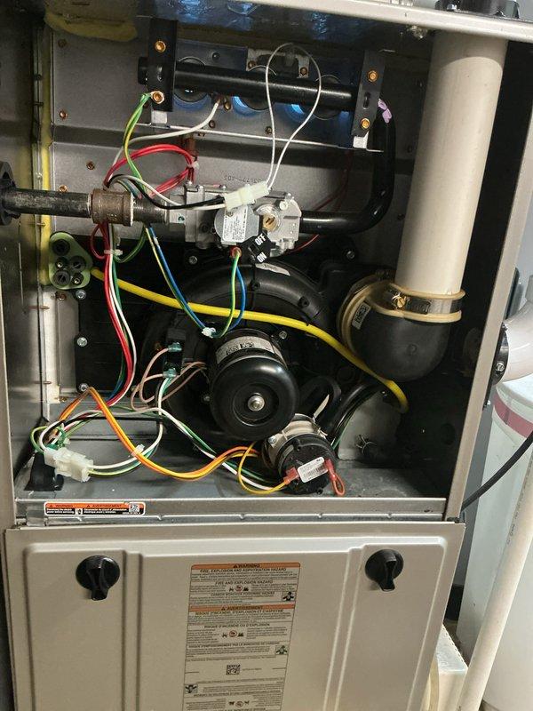 Completed comprehensive Gold Furnace Inspection on a 7-year-old forced air heating system located in the basement. Performed thorough examination of all internal components including gas valve assembly, burner assembly, blower motor, electrical connections, heat exchanger, and condensate drainage system. Inspected outdoor condenser unit, verifying proper operation of fan assembly, condenser coils, and exterior housing condition. All components found to be functioning within normal operating parameters with no immediate safety concerns or repair needs identified at time of inspection.