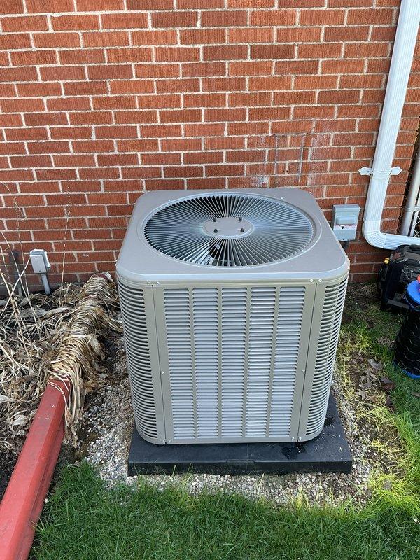 Completed AC system start-up for basement evaporator coil installation. Verified proper operation of outdoor condensing unit, confirmed thermostat programming and communication with system, and documented all equipment installations. System tested and operating within manufacturer specifications.