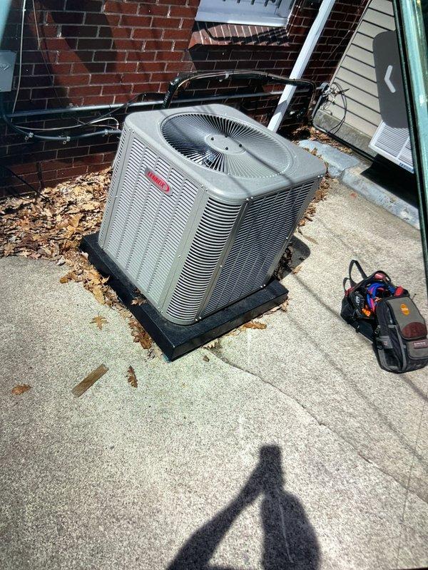 Performed system start-up and commissioning of newly installed air conditioning system with basement evaporator coil and outdoor condensing unit. Verified proper electrical connections at exterior disconnect box, confirmed refrigerant line connections, and tested unit operation to ensure system functionality. All components operating within manufacturer specifications upon completion of start-up procedures.