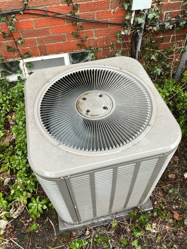 Completed Gold AC Inspection and routine maintenance on outdoor residential air conditioning condenser unit. Performed comprehensive system evaluation including visual inspection of cabinet housing, fan assembly, and electrical components. Unit found to be in functional operating condition with no immediate service requirements identified at time of inspection.