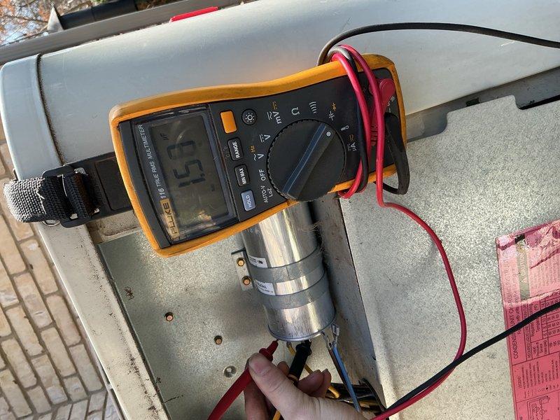 Completed comprehensive AC tune-up on outdoor unit per DTE recommendation. Performed full system diagnostic including electrical testing with digital multimeter and clamp meter to verify proper amperage draw and voltage levels at compressor and electrical components. Inspected all electrical connections, tested capacitor functionality, and confirmed system operating within manufacturer specifications. Unit found to be functioning properly with no immediate service needs identified. All readings documented and system cleared for continued operation.