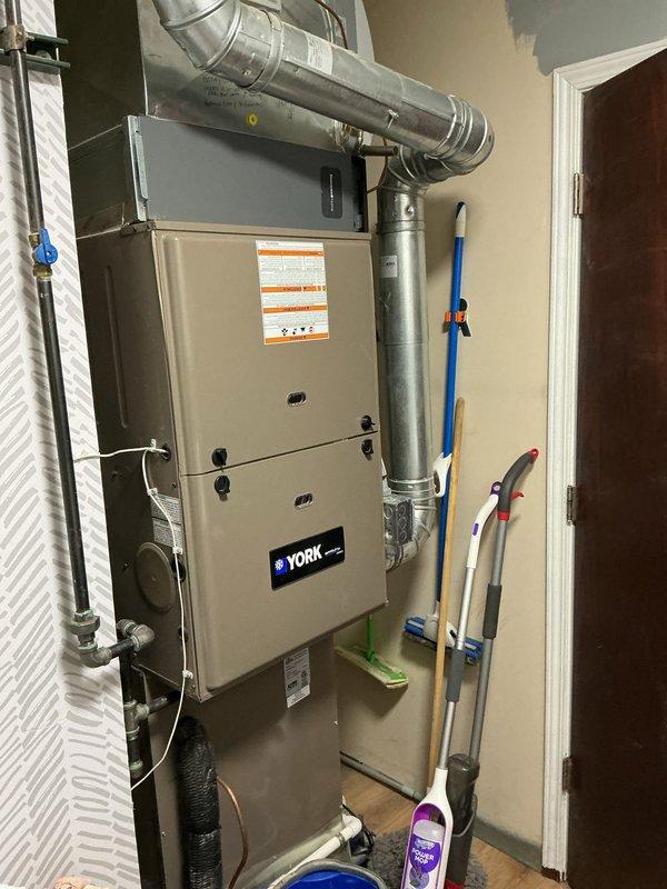Responded to service call for York furnace experiencing loud shrieking noise in utility room. Upon arrival, system had been shut down by homeowner as a safety precaution. Performed diagnostic inspection of 3-year-old furnace unit and identified worn inducer motor bearings as the source of the noise. Replaced inducer motor assembly and verified proper operation of all system components. Tested furnace through complete heating cycle with no abnormal sounds detected, restored system to normal operation, and confirmed adequate airflow through ductwork.