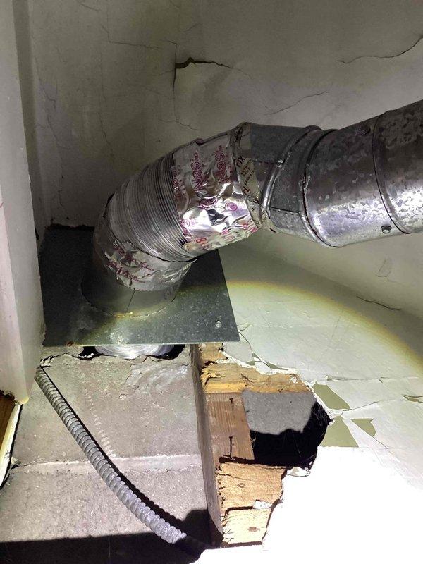 Completed comprehensive estimate inspection for furnace and air conditioning system replacement. Identified critical deficiencies including undersized return air duct system on existing furnace installation and improper equipment placement in utility room. Documented aged air conditioning unit requiring replacement. Assessed ductwork showing deterioration with visible tape repairs, inadequate insulation, and structural concerns in crawlspace area. Noted compromised building envelope with damaged drywall, exposed insulation, and flooring deterioration affecting system performance. Provided recommendations for proper furnace installation with correctly sized return air system, complete air conditioning replacement, and correction of existing installation deficiencies to meet code requirements and manufacturer specifications.