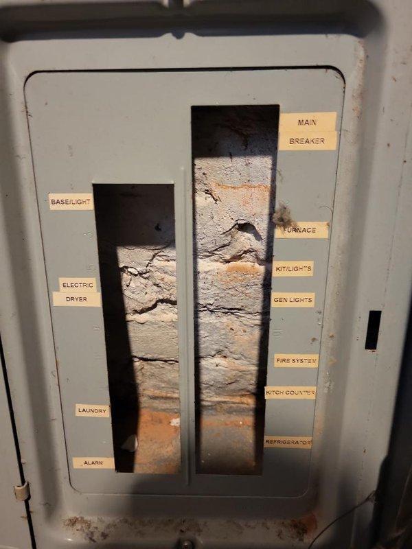 Provided estimate for new generator installation at residential property. Evaluated existing electrical panel infrastructure and circuit distribution to determine integration requirements for standby generator system. Documented current breaker panel configuration showing multiple circuits including main breaker, furnace, kitchen appliances, lighting circuits, fire system, and other essential loads to assess transfer switch specifications and generator capacity needs for backup power coverage.