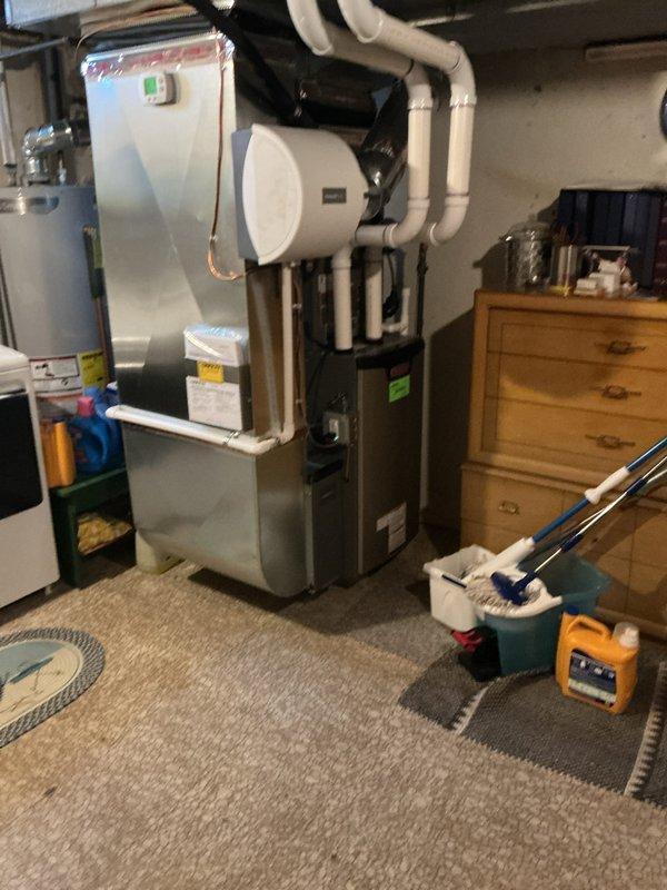 Completed AC startup and inspection on newly installed complete HVAC system including basement evaporator coil and attic air handler unit. Verified proper refrigerant charge, tested all electrical connections, confirmed condensate drainage through PVC drain lines, and ensured system achieved target temperatures and airflow specifications across both zones.