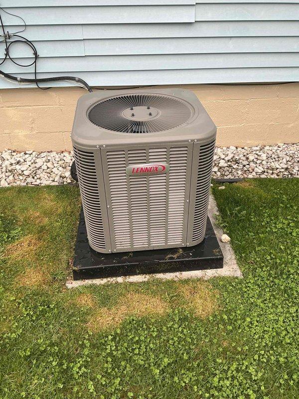 Completed comprehensive Gold AC inspection on single-zone Lennox residential cooling system with air handler located in utility room. Performed full system evaluation including condenser unit inspection, verified proper operation of all components, checked electrical connections at breaker panel, confirmed adequate clearance around outdoor unit, and assessed refrigerant lines and overall system performance. System found operating within normal parameters with no immediate service needs identified.