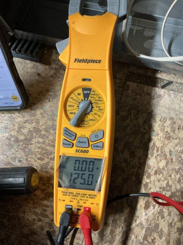 Performed comprehensive furnace and air conditioning inspection on 2024 equipment located in basement. Completed full system diagnostics using Fieldpiece SC680 clamp meter to verify electrical parameters, amperage draws, and voltage readings across all components. Inspection included thorough evaluation of humidifier operation, thermostat functionality, and hot water tank condition per customer request, with all systems found operating within manufacturer specifications and photographic documentation captured for service records.