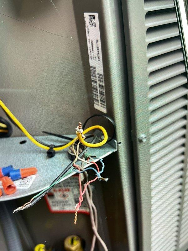 Performed system startup on newly installed air conditioning unit. Completed electrical connections and control wiring within junction box, verified all circuit board connections and terminal points, and installed 20x25x5 filter as specified. System tested and operational.