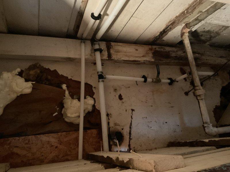 Coordinated with municipal water shutdown to perform comprehensive plumbing system upgrade. Replaced outdated galvanized piping with PEX re-pipe installation throughout the residence, secured to ceiling joists with proper mounting clamps in basement area. Rebuilt water meter assembly to code specifications. Replaced shower valve and trim assembly, installing new chrome control fixture with decorative escutcheon plate that coordinates with existing tile work in the shower enclosure. Installed new frost-free hose bib exterior fixture. All connections pressure tested and verified for proper operation before restoring water service.