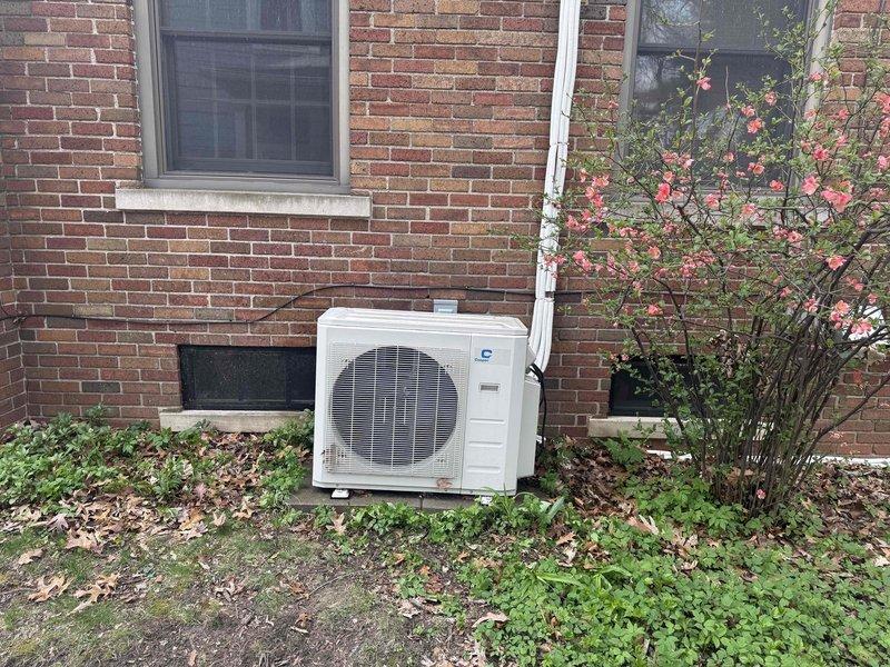 Performed comprehensive inspection and tune-up on 3-year-old ductless mini-split system with four indoor air handling units located throughout the home and outdoor condenser unit mounted on exterior brick wall. Evaluated all four indoor heads for operational efficiency and provided detailed quote for deep cleaning service of evaporator coils and blower wheels. Inspected outdoor condenser unit, verified refrigerant line connections, checked electrical connections at all components, and confirmed proper system operation across all zones.