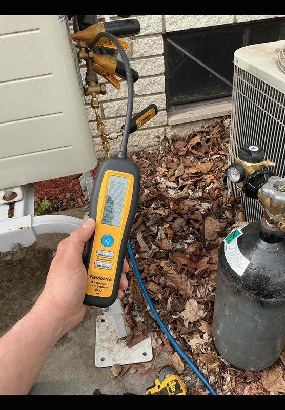 Responded to no-heat complaint on Daikin mini-split heat pump system serving sunroom, installed December 2020. Performed diagnostic testing using digital manifold gauges to assess refrigerant pressures and system operation at outdoor condenser unit. Identified failed service valves requiring replacement and contacted technical support for troubleshooting assistance. Service valves ordered from factory under PO 1305460-001 for delivery to Williams Southfield branch. Follow-up visit required to complete valve replacement and verify proper heat pump operation once parts arrive.