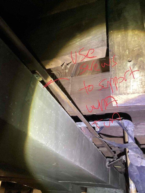 Conducted comprehensive site assessment for complete air conditioning system replacement. Evaluated existing attic installation conditions, including ductwork configuration, structural support requirements, and available access points. Documented current HVAC infrastructure, reflective insulation placement between ceiling joists, and existing plenum connections to provide accurate specifications for new system installation proposal.