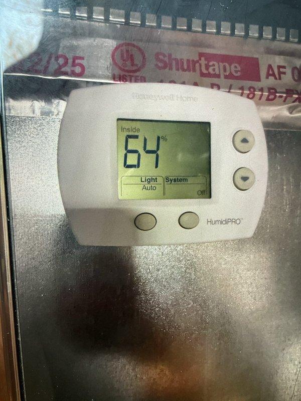 Completed air conditioning system startup and commissioning for newly installed HVAC equipment. Verified proper installation of attic-mounted components including ductwork, insulation, and structural supports. Programmed and configured Honeywell Home HumidiPRO digital thermostat to system specifications, confirmed display functionality and control settings. System tested and operational, ready for service.