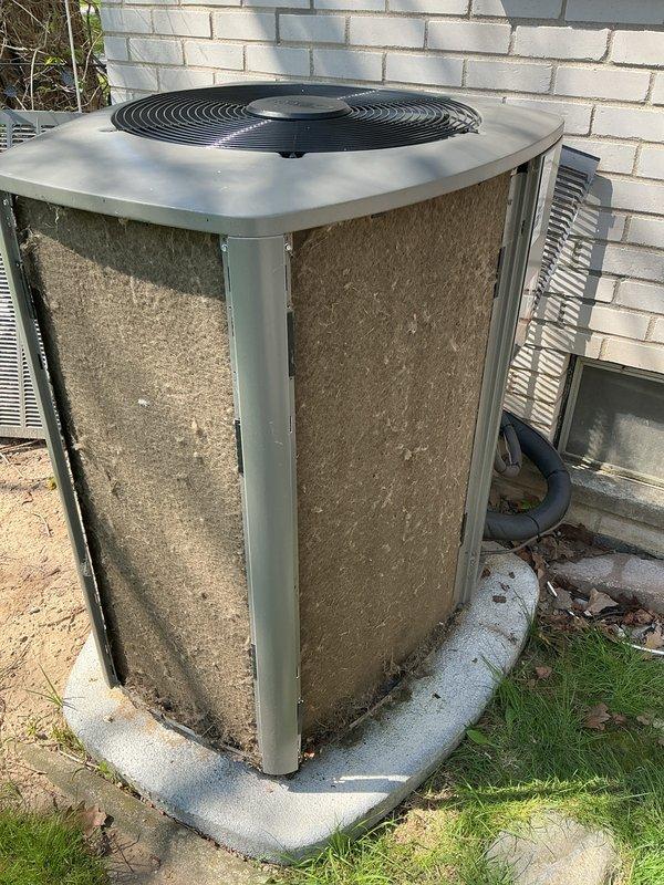 Completed annual Gold AC Tune-Up on 1-year-old Lennox air conditioning system. Performed comprehensive cooling maintenance inspection including condenser unit evaluation, refrigerant line assessment, and operational testing. System confirmed operating properly with all components functioning within normal parameters. Unit shows typical outdoor weathering with dirt accumulation on exterior panels and coil fins, but all mechanical and electrical components maintain structural integrity. Documented equipment condition with photos for service records.