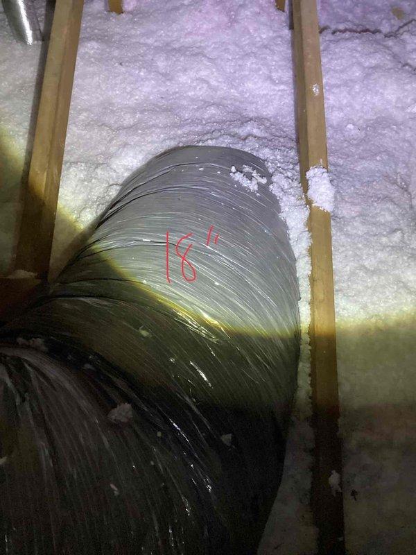 Conducted comprehensive estimate for complete HVAC system replacement in attic location. Evaluated 30-year-old Unico system utilizing R22 refrigerant with failed compressor exhibiting excessive amperage draw. Identified critical safety hazard with compressor wiring showing thermal damage, burning, and insulation bubbling. System was immediately shut down to prevent fire risk and further equipment damage. Documented existing flexible ductwork installation, including 18-inch diameter ducts with age-related deterioration, and assessed attic-mounted air handler/coil configuration. Performed gold-level AC inspection protocol for attic-installed equipment. Photographed existing ductwork conditions, insulation coverage, and HVAC infrastructure to support replacement specifications and scope of work.
