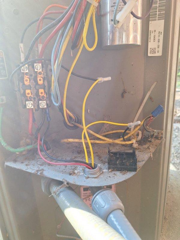 Completed installation of new air conditioning system and evaporator coil in residential basement location. Established all electrical connections at terminal block, routed refrigerant lines with proper insulation, and installed condensate drain lines using PVC piping. System was fully wired, tested for proper operation, and permit was requested for the installation per local code requirements.