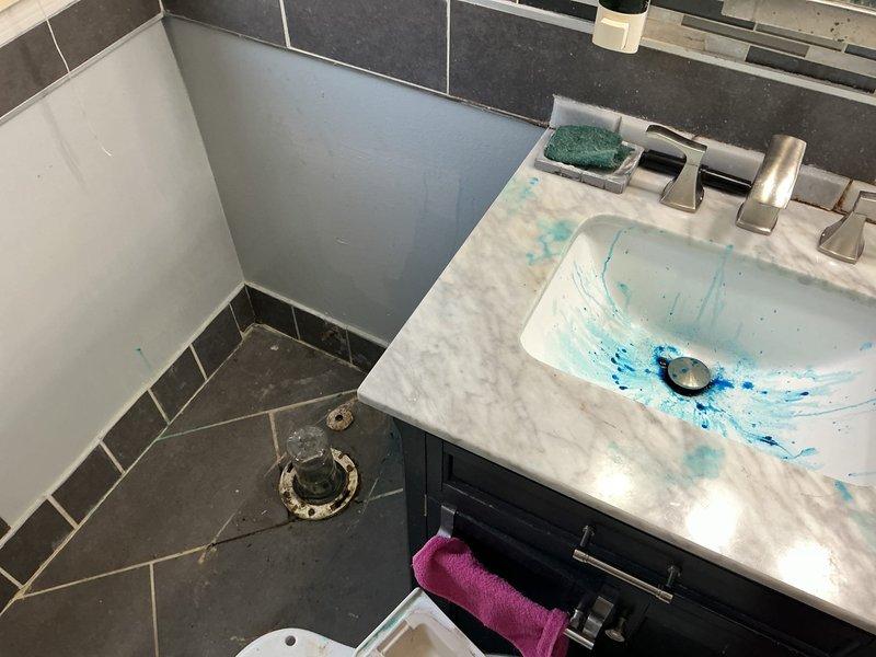 Returned to property for cable and camera inspection of toilet drain line. Upon arrival, found homeowner had already removed existing toilet fixture, exposing corroded flange with visible rust staining on mounting hardware. Provided quote for installation of customer-supplied American Standard Champion 4 elongated toilet with 12-inch rough-in. Advised that new estimate would be required for installation work, with diagnostic fee applicable if homeowner chose not to proceed with installation services.