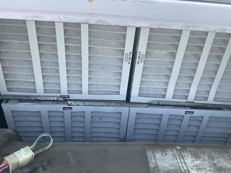 Completed commercial maintenance agreement inspection on six HVAC units consisting of five rooftop package units and one split system at commercial facility. Accessed rooftop equipment via ladder and performed comprehensive preventive maintenance inspections on all units, verifying operational status of heating and cooling systems. Inspected and documented air filtration systems, confirming proper filter installation and condition throughout equipment.