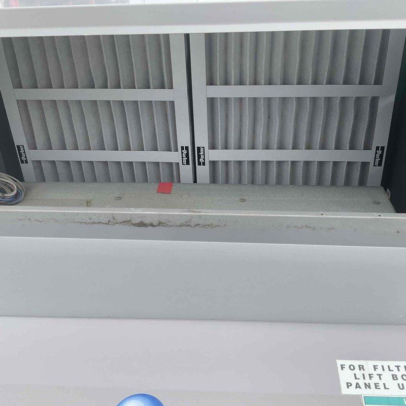 Completed commercial HVAC maintenance agreement inspection on six units consisting of three rooftop units and three split systems located on the roof and front office ceiling areas. Performed comprehensive preventive maintenance checks on all equipment, inspected and documented air filtration systems with pleated media filters, and evaluated outdoor condenser units including fan assemblies and electrical disconnects. All units were accessible via ladder, and routine maintenance was completed during facility operating hours of 6:00 AM to 4:00 PM.
