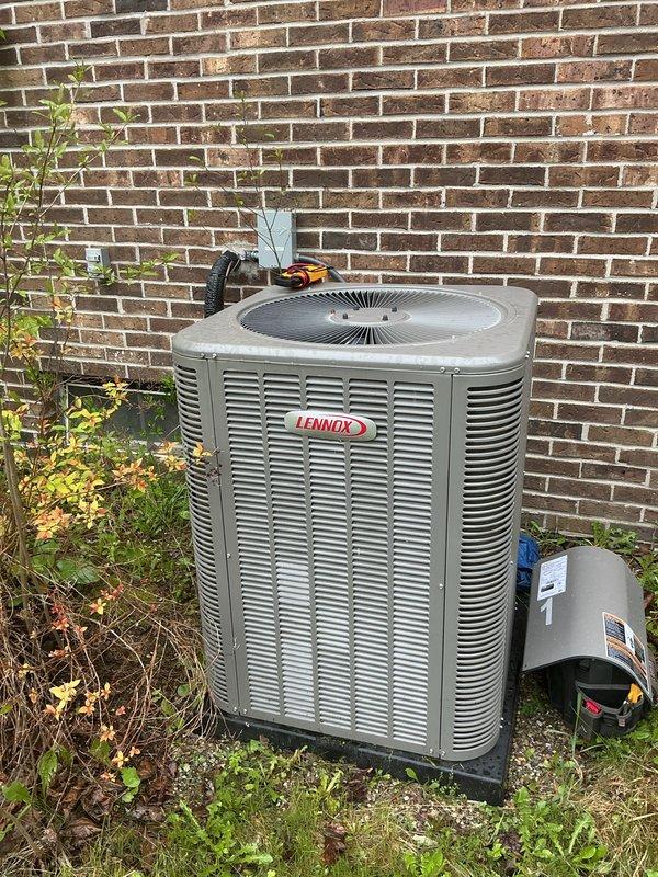 Completed comprehensive Gold AC inspection on residential property with two HVAC units, including one Lennox outdoor condensing unit. Performed standard maintenance procedures, system diagnostics, and visual inspection of all accessible components. Identified humidifier backup issue requiring pump replacement; scheduled follow-up service to install new humidifier pump and resolve drainage concern.