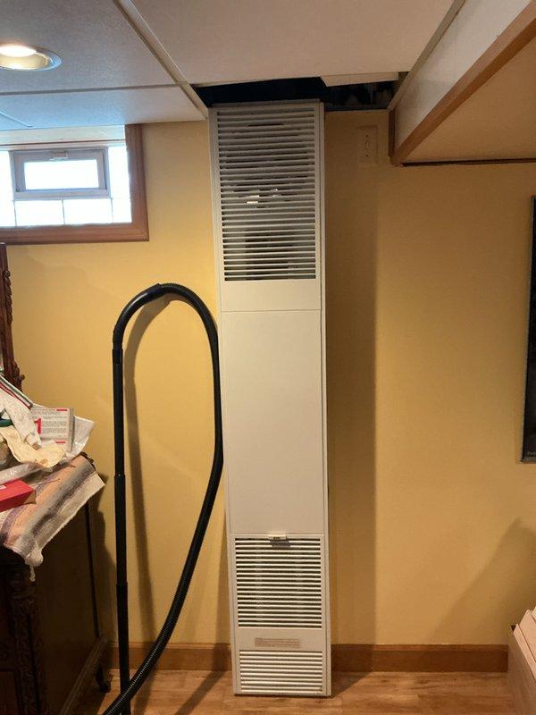 Completed estimate for replacement of non-functional 10-year-old basement furnace and wall heater unit. Assessed existing Cozy wall heater system and cabinet-style HVAC equipment currently installed in basement area. Provided replacement options for comparable wall heater system to restore heating functionality to the residence.