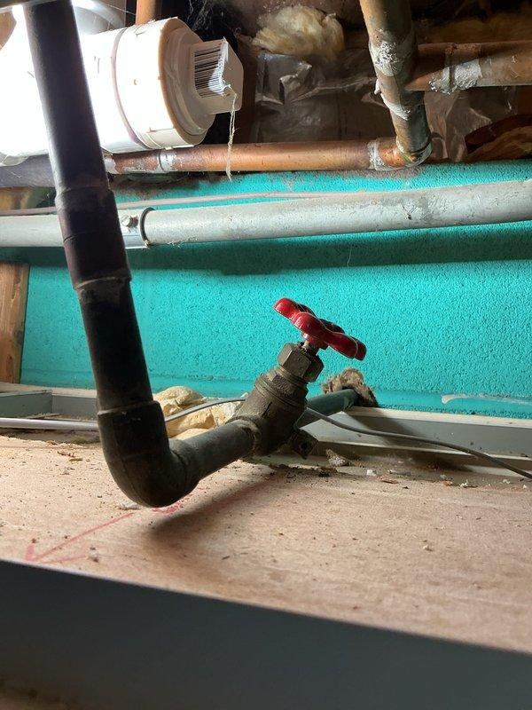 Responded to a long-standing plumbing issue involving two burst outdoor spigot lines that had been leaking for approximately one year. Accessed a 10-foot deep crawl space to repair a burst section on an elevated spigot line running near the ceiling, requiring work in confined conditions among existing copper, PVC, and aged plumbing infrastructure. Additionally repaired a burst corner section on a secondary outdoor spigot line serving the garden area. Replaced damaged pipe sections, installed new brass gate valves with shutoff capability, and secured all connections to restore proper water flow and eliminate leaks at both outdoor water supply points.