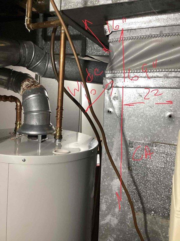 Provided estimate for complete HVAC system replacement including air conditioning unit and furnace for 28-year-old equipment located in basement. Current system experiencing water leakage issues but otherwise operational. Assessment included documentation of existing installation configuration, ductwork measurements, clearance requirements, and equipment positioning for replacement planning.