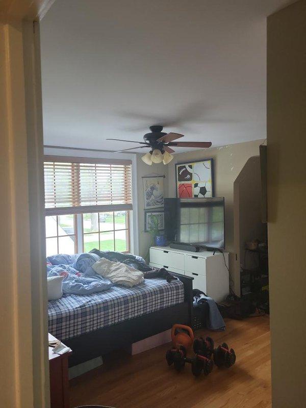 Completed estimate for ductless mini-split system installation to provide heating and cooling for small residential property under 1500 square feet. Assessed three separate rooms for wall-mounted indoor air handler placement, including bedroom areas with adequate wall space and electrical access. Documented existing conditions and measured locations for outdoor condenser unit and refrigerant line routing to support three-zone ductless HVAC system configuration.