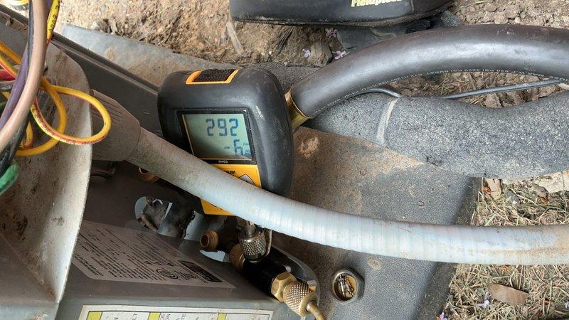 Replaced failed compressor on outdoor condensing unit. Recovered remaining refrigerant from system, removed and disposed of defective compressor, and installed new replacement compressor per manufacturer specifications. Pressure tested system for leaks, evacuated to proper vacuum levels, and recharged with correct refrigerant type and quantity. Verified system operation with proper amperage draw, suction and discharge pressures within normal range, and adequate temperature split across evaporator coil. System restored to full operational status.