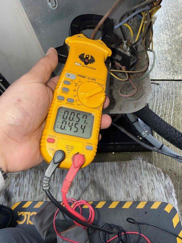 # Gold AC Inspection Summary

Completed comprehensive Gold-level preventive maintenance inspection on 10-year-old residential air conditioning system located in backyard. No operational issues or system deficiencies identified during service visit.

# Work Performed

Conducted thorough electrical diagnostics using digital multimeter at outdoor disconnect panel, verifying proper voltage readings and electrical connections. Measured incoming line voltage at 235.0V and confirmed amperage draw of 40.40A at condenser unit, both within manufacturer specifications for system age and capacity.

Inspected condensing unit components including compressor operation, fan motor performance, and refrigerant pressures. Verified proper fan blade rotation and airflow through condenser coil. Examined electrical connections at outdoor disconnect box, checking wire integrity and terminal tightness. All wiring showed appropriate color coding and secure connections within junction box.

Performed visual insp