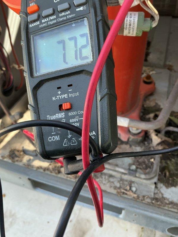 Completed commercial tune-up and inspection on two air conditioning units at commercial facility operating 7:00 AM to 3:30 PM. Accessed rooftop-mounted American Standard packaged heating and cooling system and performed comprehensive preventive maintenance inspection. Verified system operational status and confirmed heating/cooling functions working properly. Conducted electrical diagnostics using HVAC clamp meter, recording voltage and amperage readings to verify proper electrical performance. Measured capacitor values showing 772 microfarads within acceptable range. Inspected all accessible components including compressor, condenser coils, electrical connections, and control systems. Verified unit security and mounting hardware including stabilization chain. Both units found operational with no immediate service needs identified. All safety labels and manufacturer specifications confirmed present and legible.