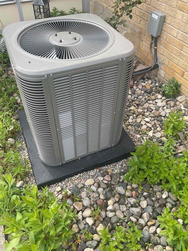 Completed air conditioning system startup and inspection for residential Lennox HVAC installation with basement evaporator coil. Performed operational testing of outdoor condenser unit and indoor air handler, verified proper refrigerant line connections and insulation integrity, confirmed condensate pump operation and drainage system functionality, and inspected all electrical connections including disconnect box. System successfully commissioned with all components operating within manufacturer specifications.